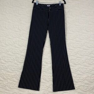 Nolita Pinstripe Flare Pants Black White Stretch Trousers Womens Size 6 Mid Rise